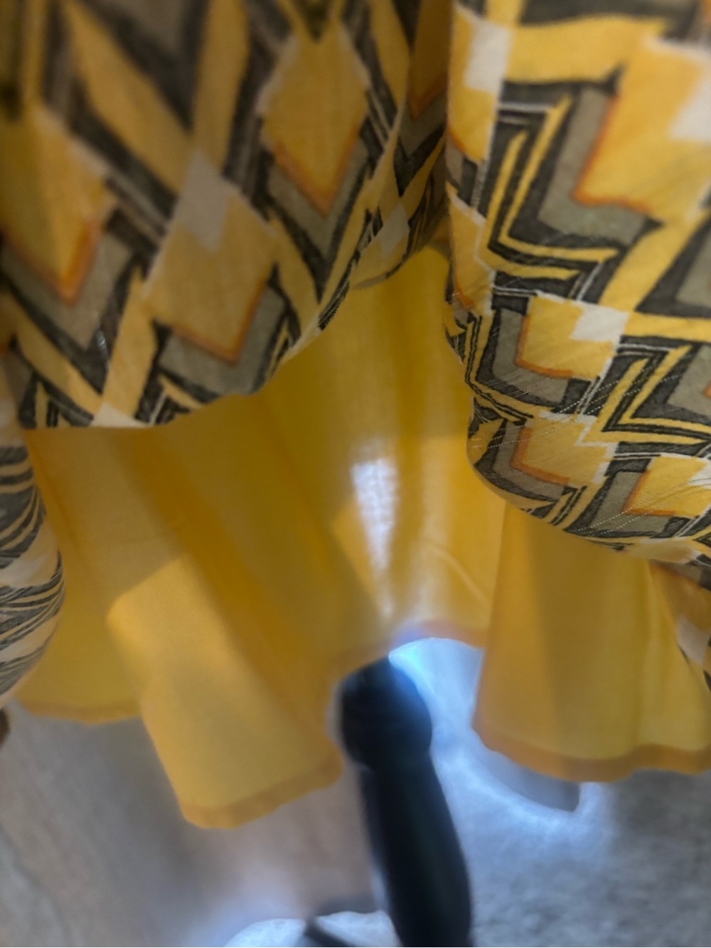 Forever 21 Yellow and Black Geometric V-Neck Spaghetti Strap Mini Dress - Picture 6 of 6